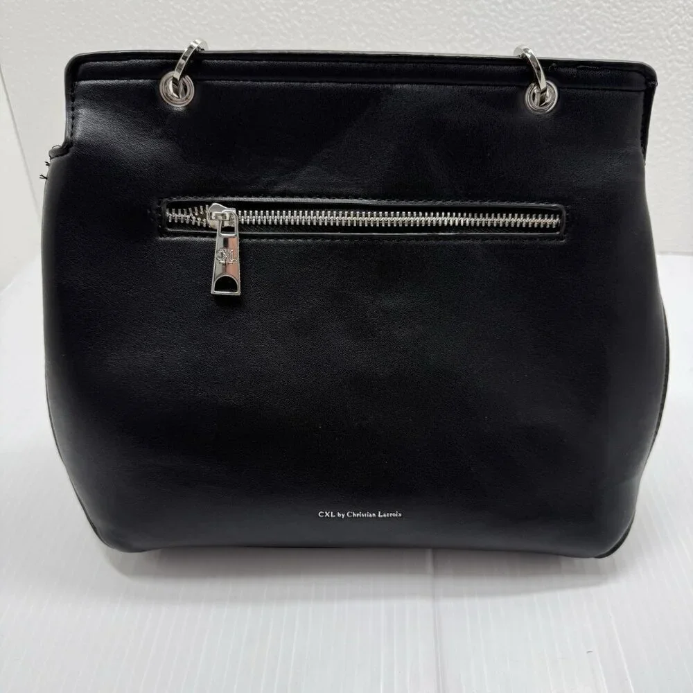 CXL Christian Lacroix Sable Prism Python Satchel Black Top Handle Bag Sexy Date